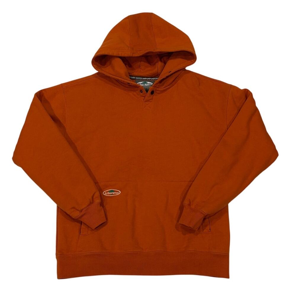 Arborwear Double Thick Sweatshirt Mens Sz Large Orange Hoodie Pullover Workwear